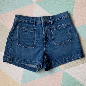 Madewell Dark Blue Denim Patch-Pocket Shorts